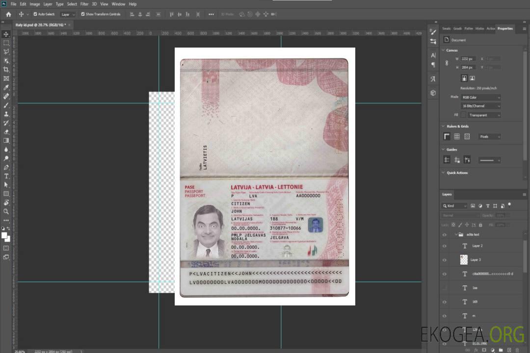 Modèle de passeport letton au format PSD, entièrement modifiable (2015 – présent) template
